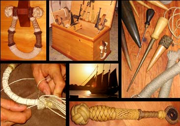 Fancy decorative knotwork, bell ropes, sea chests, sea chest beckets, fids
